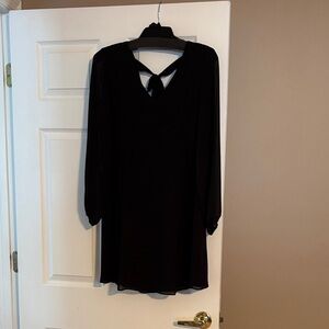 INC International Concepts Black Long Sleeve Chiffon Dress